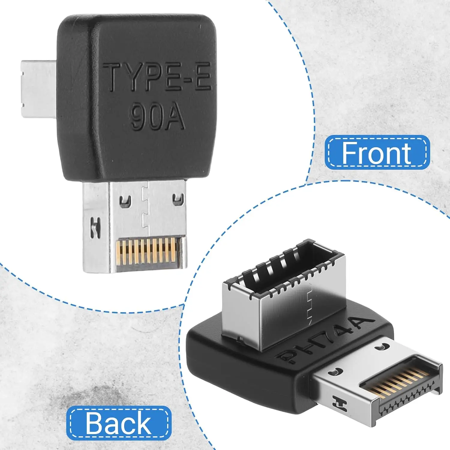 USB Header Adapter USB TYPE-E Female 90 Degree Converter Adapter Chassis Front TYPE C Plug-In Port Computer Motherboard
