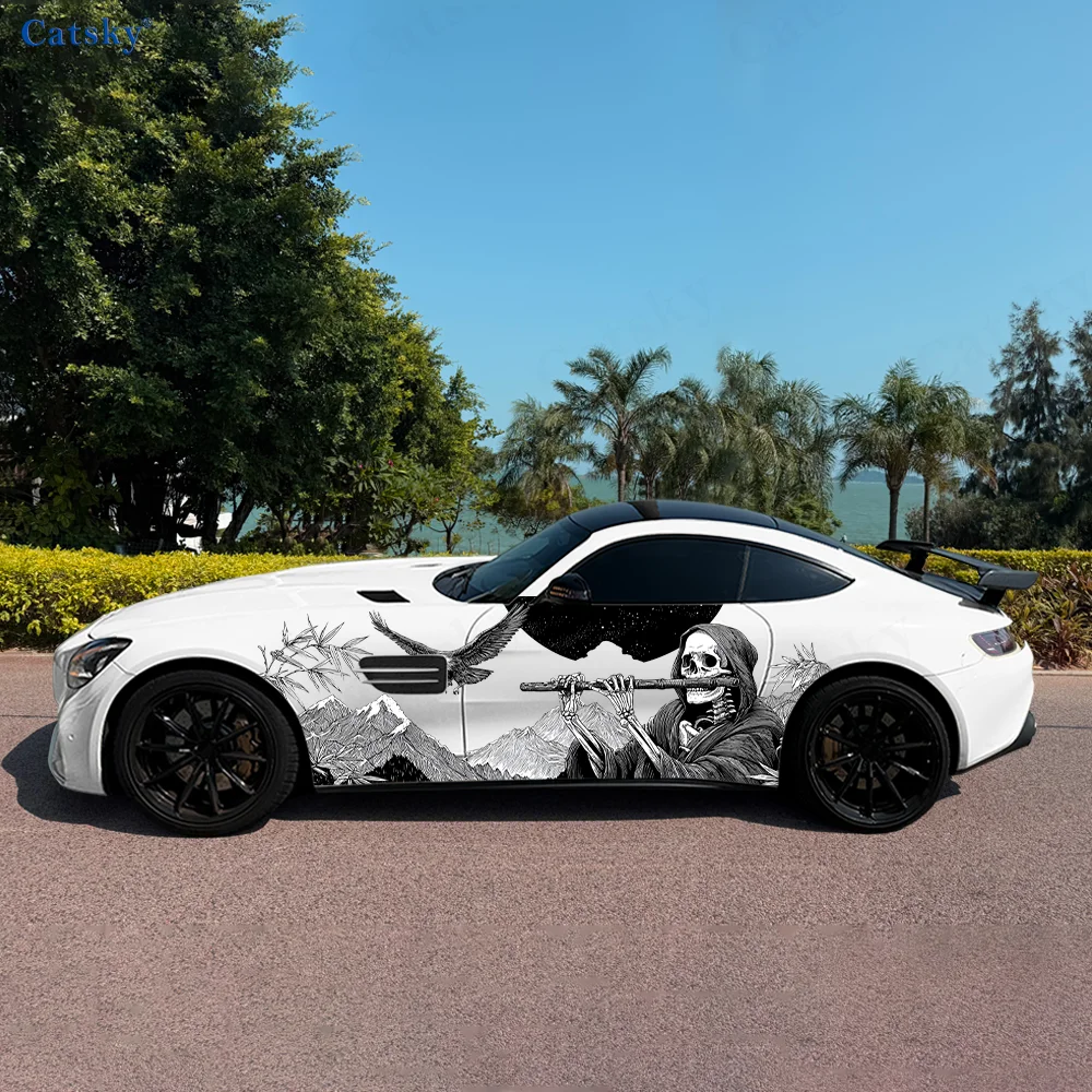 

Cape Skull Flute Bamboo Car Vinyl Wraps Decal Self-adhesive PVC Sticker Suitable for Trucks SUV Decoration Auto Accessories Gift