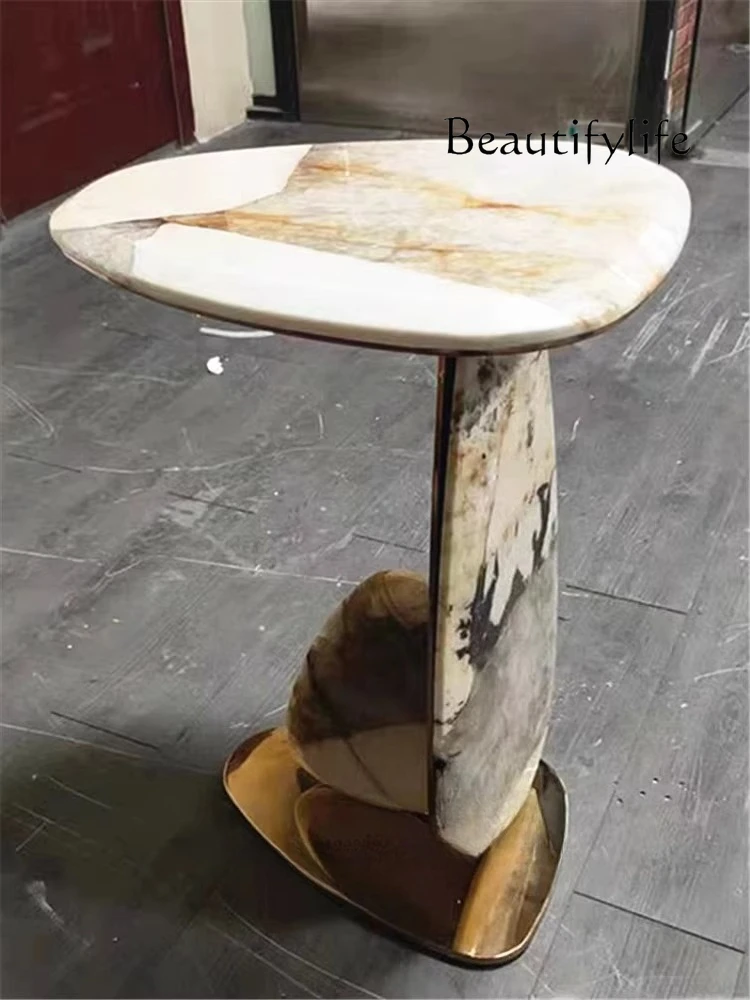 

Light luxury stainless steel creative modern living room small coffee table Italian designer personality artistic sense