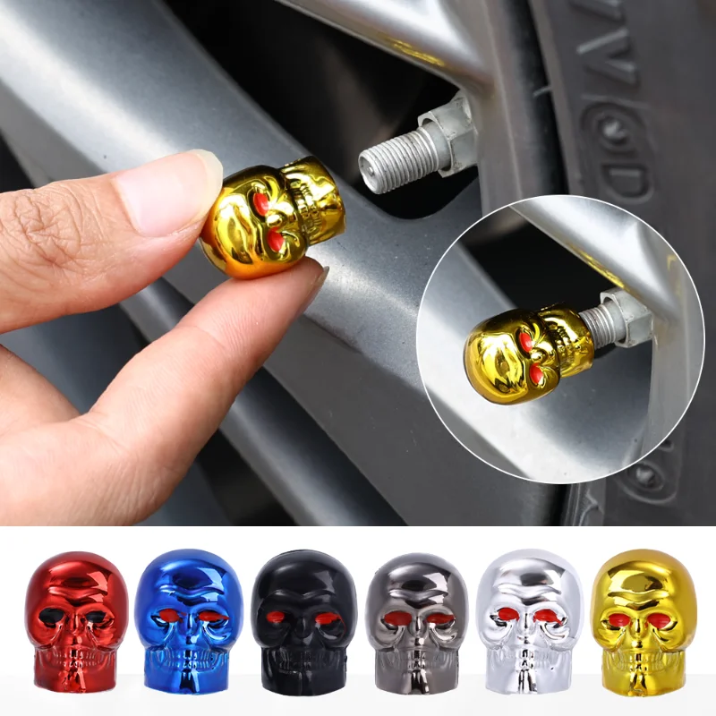 Skull Valve Cap Dustproof Protector Covers Car Motorcycle Bike Truck Wheel Tyre Tires Valve Stem Antirust Copper Core Cap