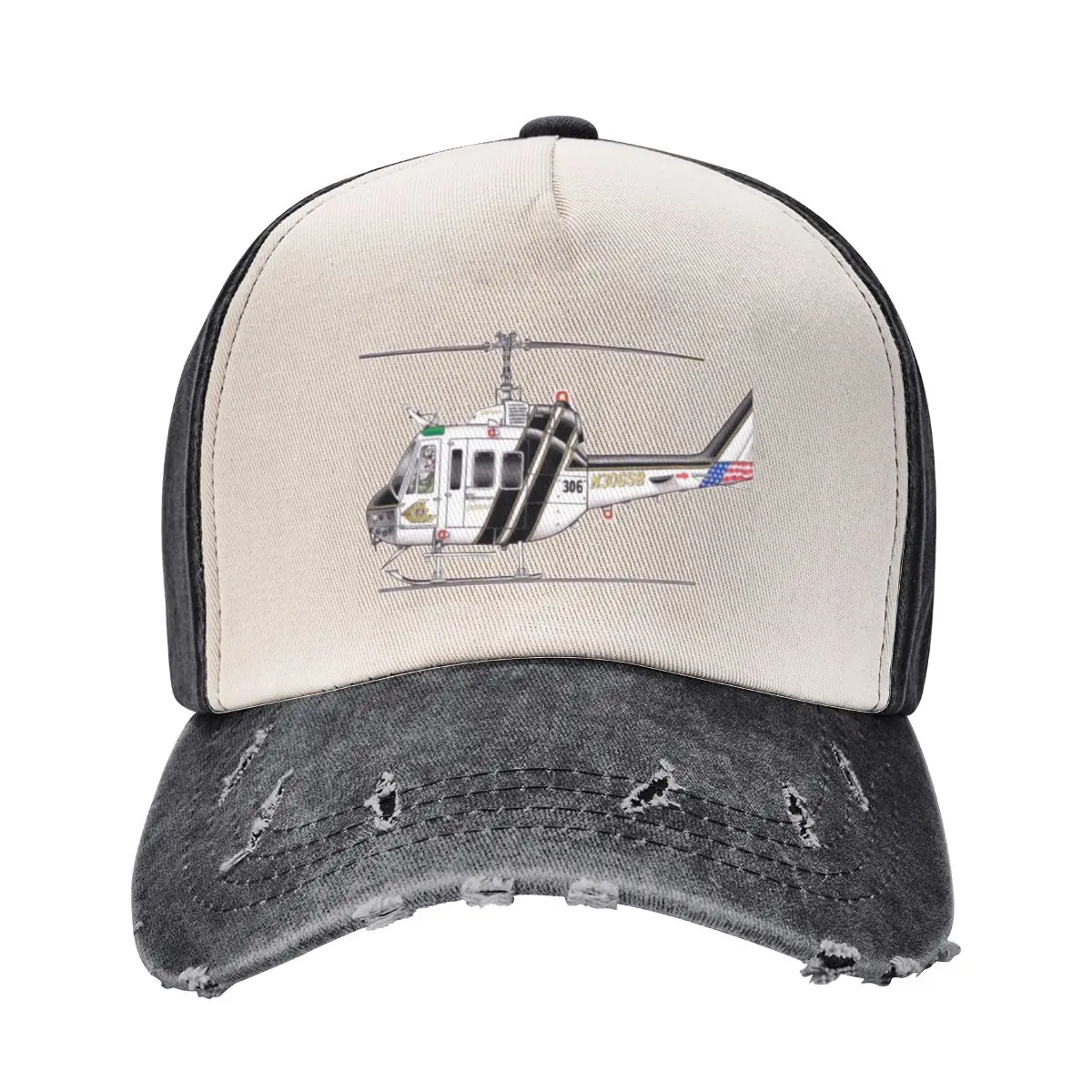 

Helicopter UH-1H Iroquois N306SB Baseball Cap Bobble Hat dad hat cute Women's Beach Visor Men's