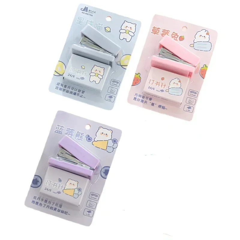Cartoon Mini Stapler Set Cute Animals Rabbit Student Office Stationery Binding Tools Student School Supplies