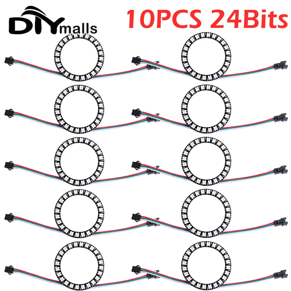 

10PCS RGB LED Ring 24 bits Leds WS2812B IC 5050 Pixel LED Module Full-color lights Build-in Driver Addressable Programming