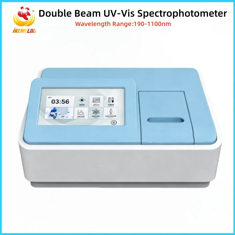 WEIAI Double Beam UV-Vis Spectrophotometer 190-1100nm Touch Screen Silicon Photodiode DNA ProteinWater Food QC Spectrophotometer