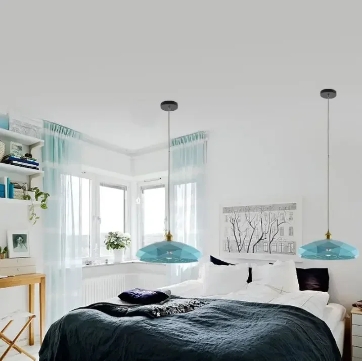 Nordic style chandelier creative restaurant lamp modern minimalist bedroom chandelier personality diamond hanging lamps
