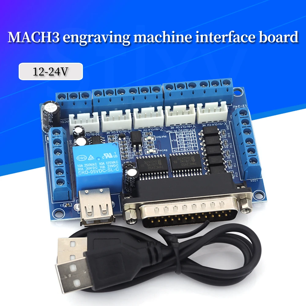 Stlxy 1/5/10Pcs 5 Axis CNC Breakout Board for MACH3 Engraving Machine Optocoupler Stepper Motor Driver with USB