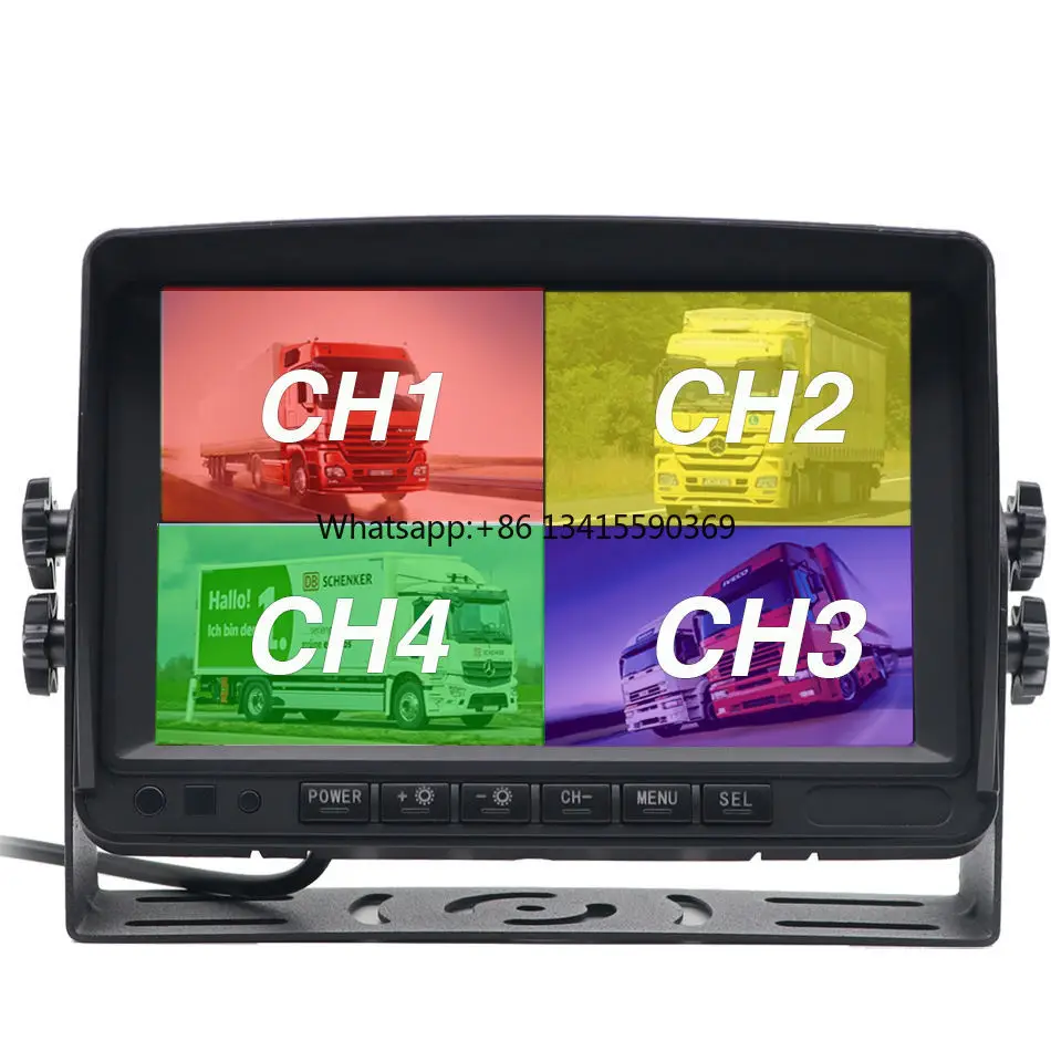 

1080P 7 Inch IPS Monitor CVBS AHD Compatible with 12V~24V Truck Split Screen AHD Monitor with 1 Year Warranty
