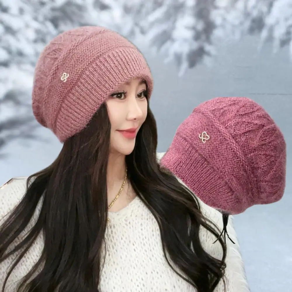 

2025 New Women Winter Hat Keep Warm Cap Add Fur Lined Hats Outdoor windproof Skullies Beanies Women Wool Warm Cap Beanies