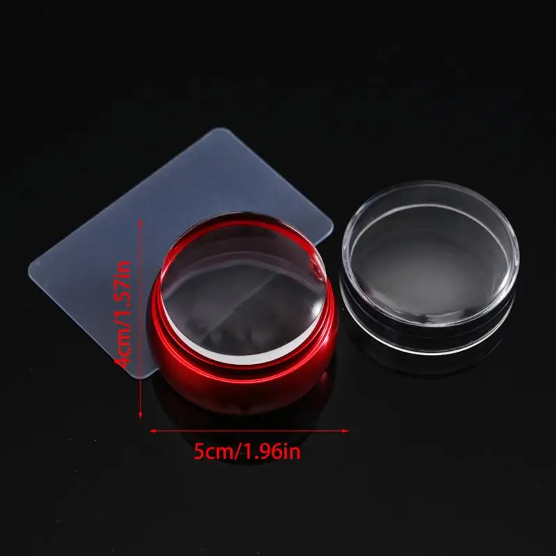 Silicone Nail Stamper Scraper Templates With Cap Clear Jelly Silicone Head Nail Stamp Scraper Stamping Polish Print DIY