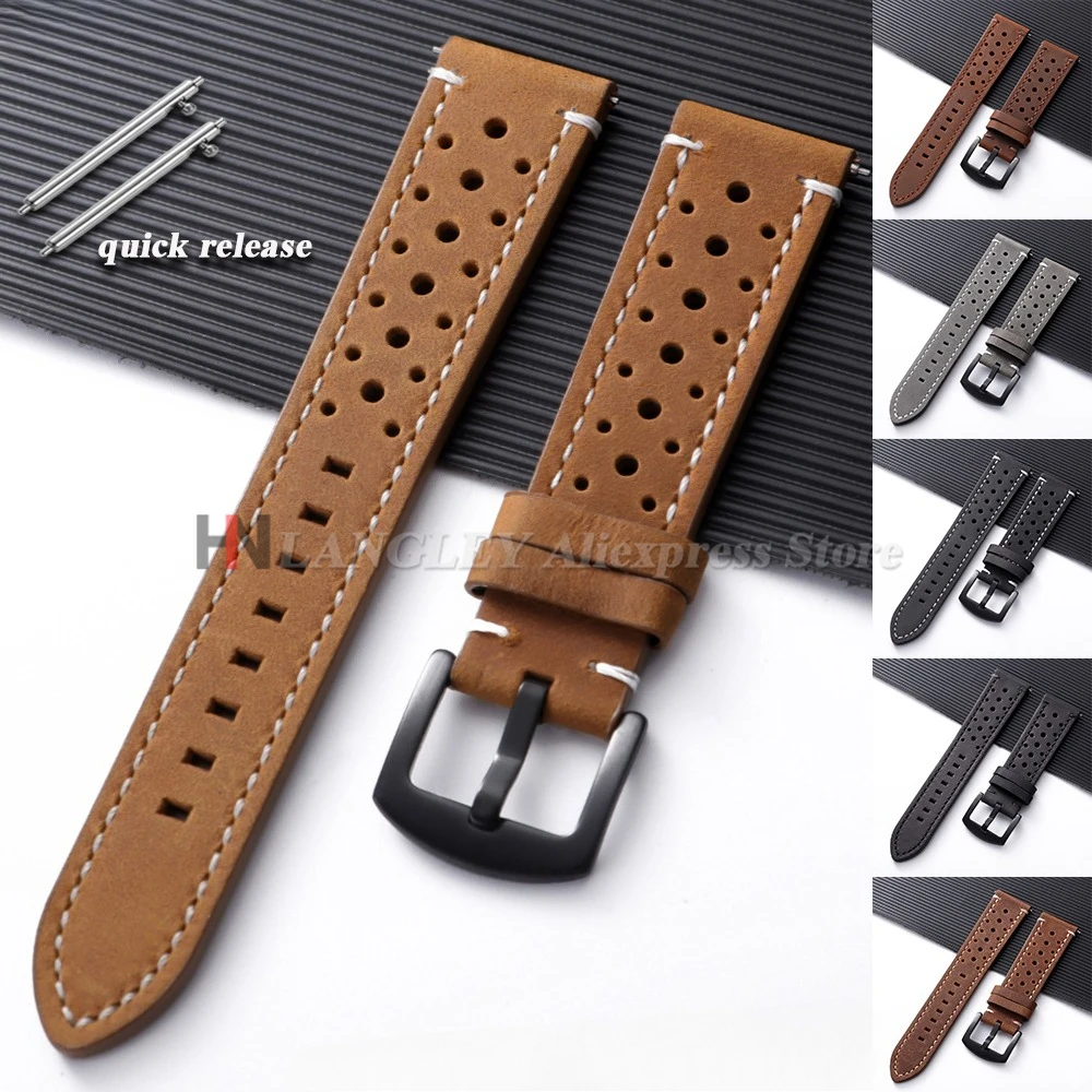 퀵 릴리즈 18/19/20/21/22/24mm 빈티지 소가죽 스트랩 삼성 갤럭시 워치 7/6/5/4 유니버설 팔찌 스포츠 밴드