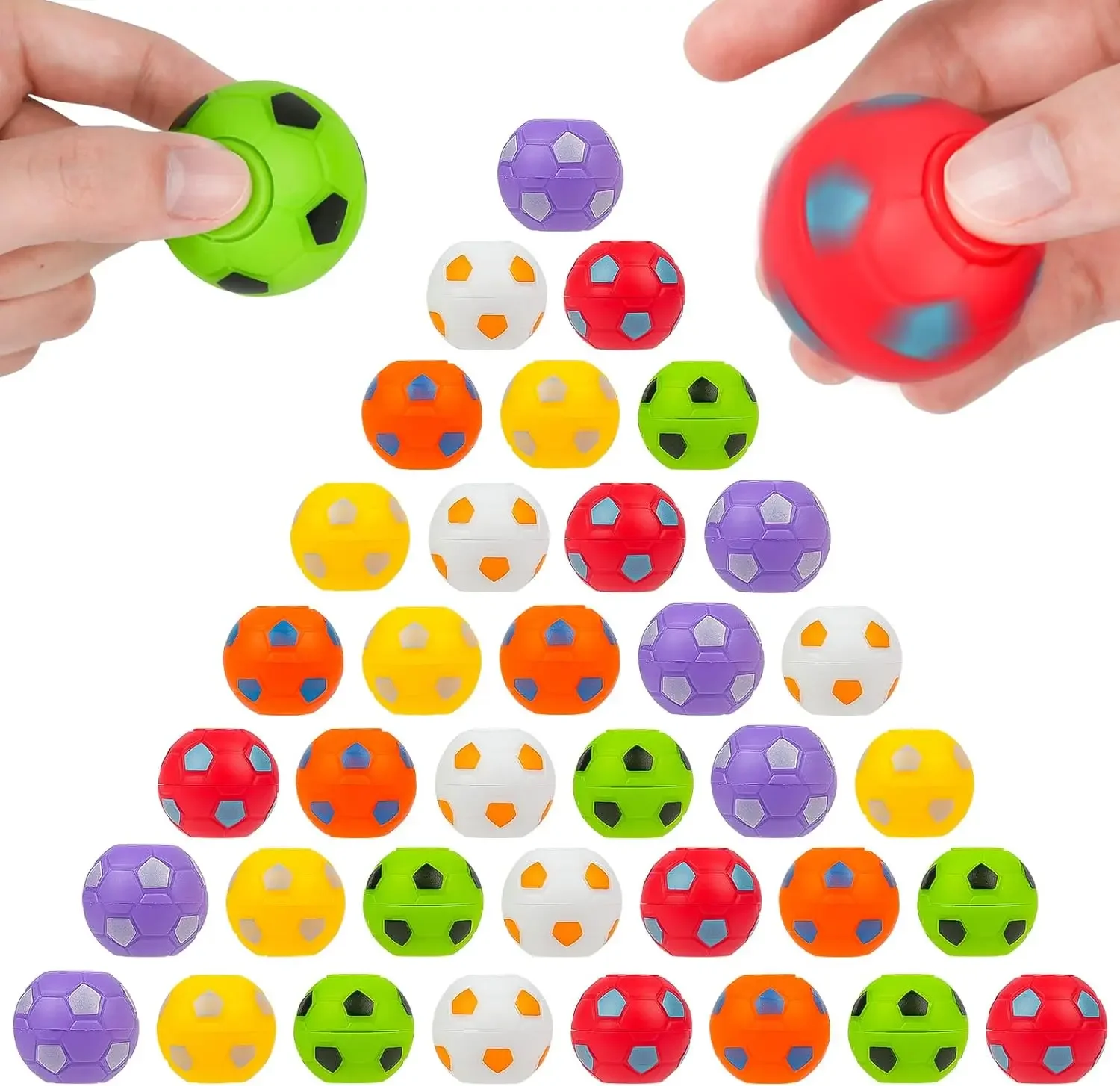 NONE 10/30 Stück Mini Fidget Spinner Fußballspielzeug für Kinder, Fußballpartygeschenke Goodie Bag Stuffer, drehbarer Fußball-Finger-Stressball 3