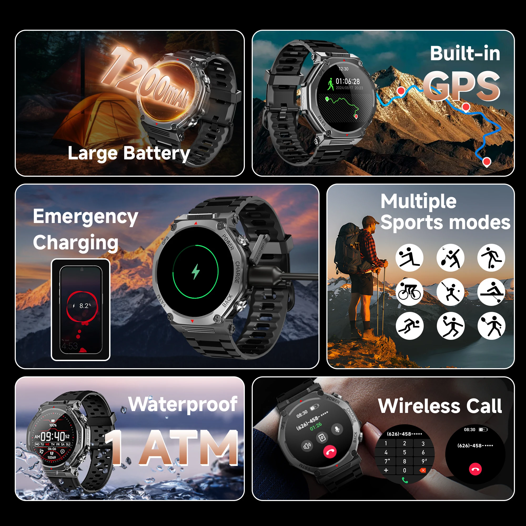 New Global Smart Watch T-Rex 3 Built-in GPS Positioning Outdoor Sports Fitness Tracker Sleep Monitor Standby 30 Days AI Voice