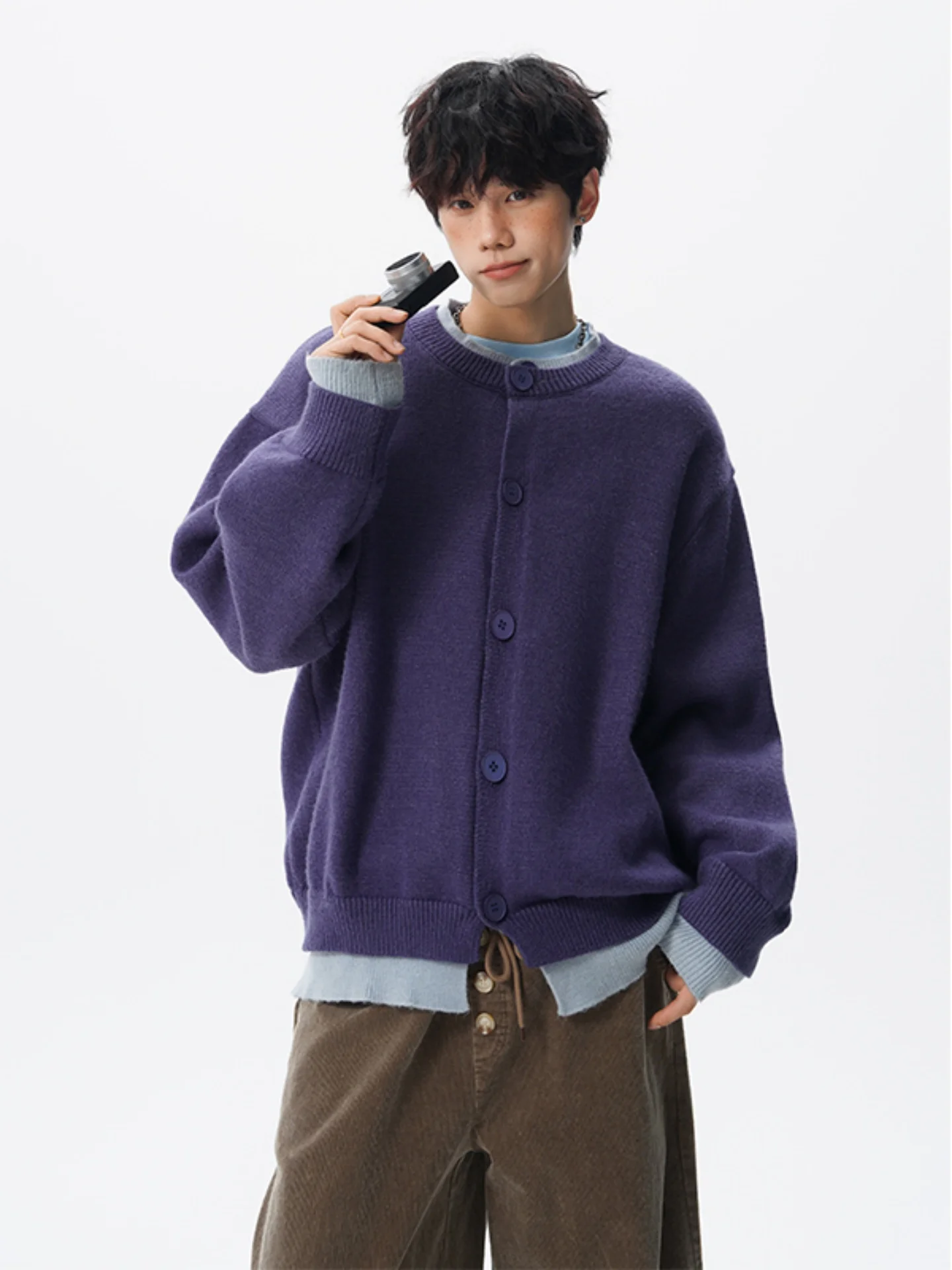 

Американский ретро-кардиган вязаный мужской осенне-зимний, повседневный, свободный, универсальный, на пуговицах