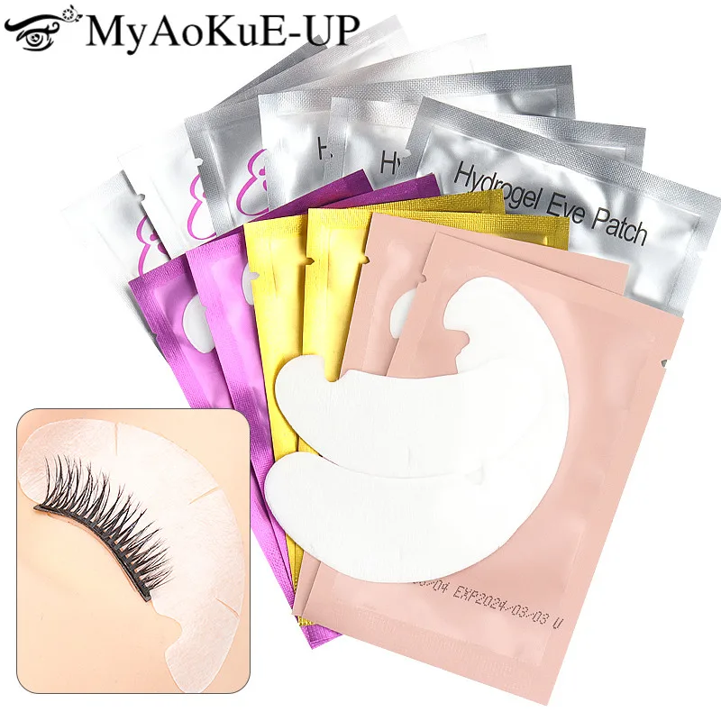 50 Pairs Eyelash Extension Hydrogel Eye Patches Grafted Lash Paper Patches U-shaped Eye Stickers Under Eye Pads Make Up Tool