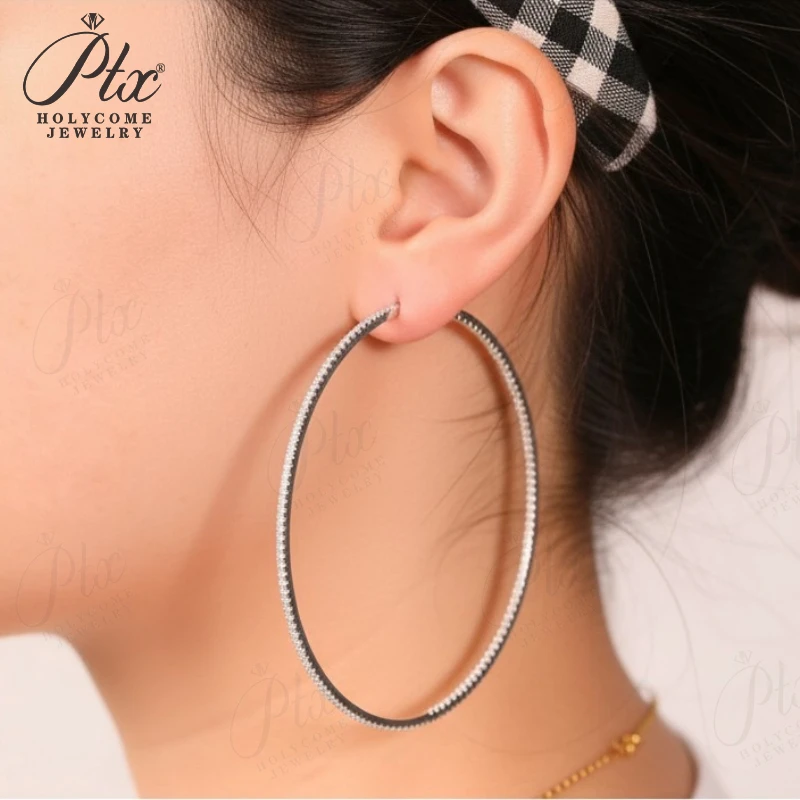 

S925 Большие серьги-кольца с 272 шт. D Цвет VVS1 Круглые муассанитовые сердечки и стрелы для женщин и девочек, подарок на вечеринку, модные украшения