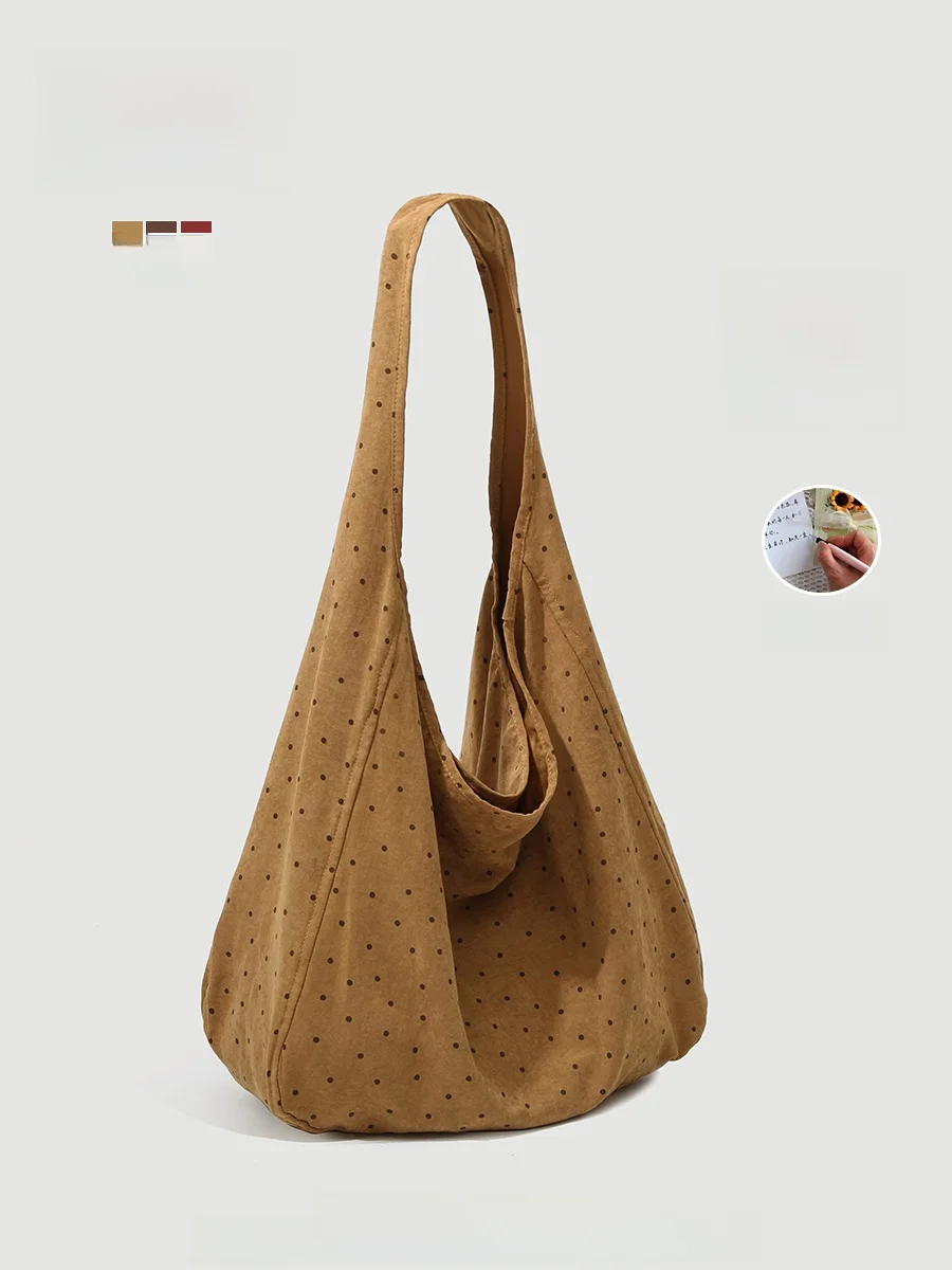 

Cheyakaylan Korean Sle Large Capaci Polka Dot Tote Bag Women Casual oulder Bag Commuter Canvas Soft Foldable Cotton