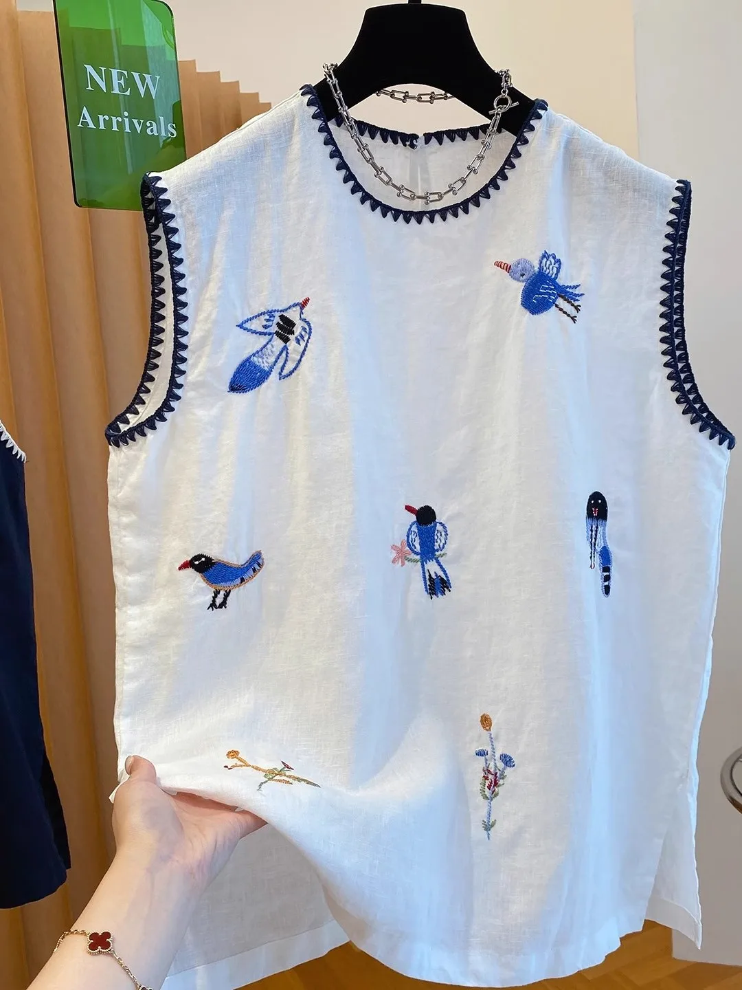 高級綿麻ノースリーブシャツ レディース 夏 2025 新作 韓国風 ゆったり おしゃれ 多機能 小さいトップス アップアパレル