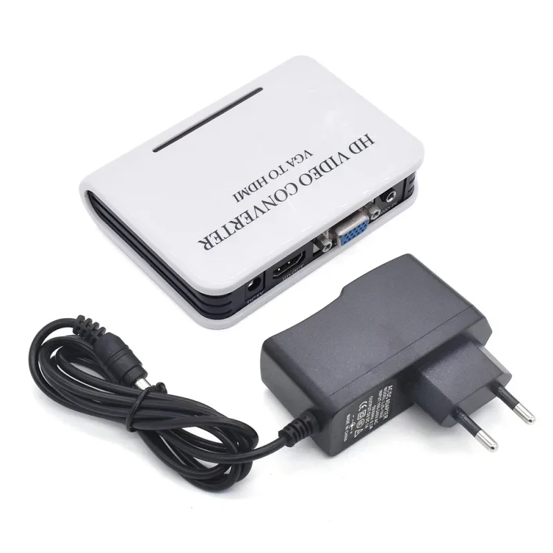 Convertidor de vídeo HD VGA a HDMI, Compatible con Cable de Audio y vídeo, 1080P, Full HD, HDTV, caja adaptadora para PC, ordenador portátil
