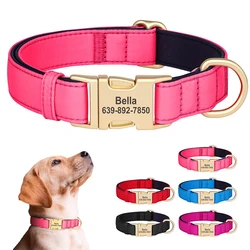 Personalized Nylon Dog Collar Waterproof Pet Collars With Customized Buckle for Small Medium Large Dogs Labrador Free DIY Name