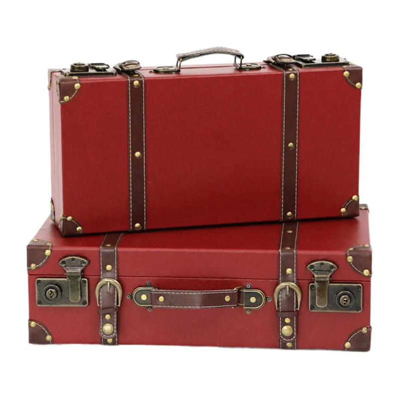 

Vintage European Storage Box Suitcase - Wooden Home Display Case, Photography Prop, Antique Decor Organizer