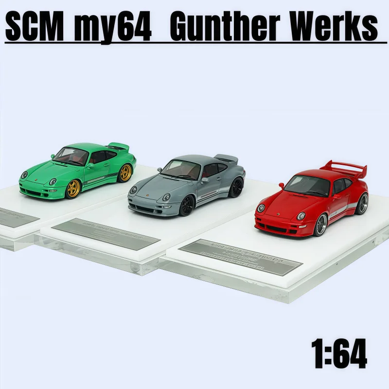 1:64, Gunther Werks 993 wide body modification, resin static miniature car fashion play model, adult collection decoration.