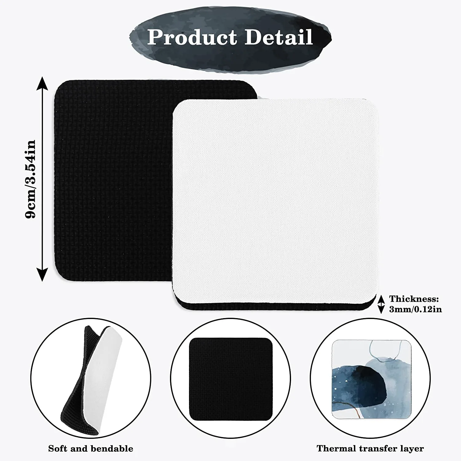 50Pcs Square Sublimation Coaster Sublimation Blank Cup Coasters Square Blank Rubber DIY Coasters Heat Transfer Cup Mat