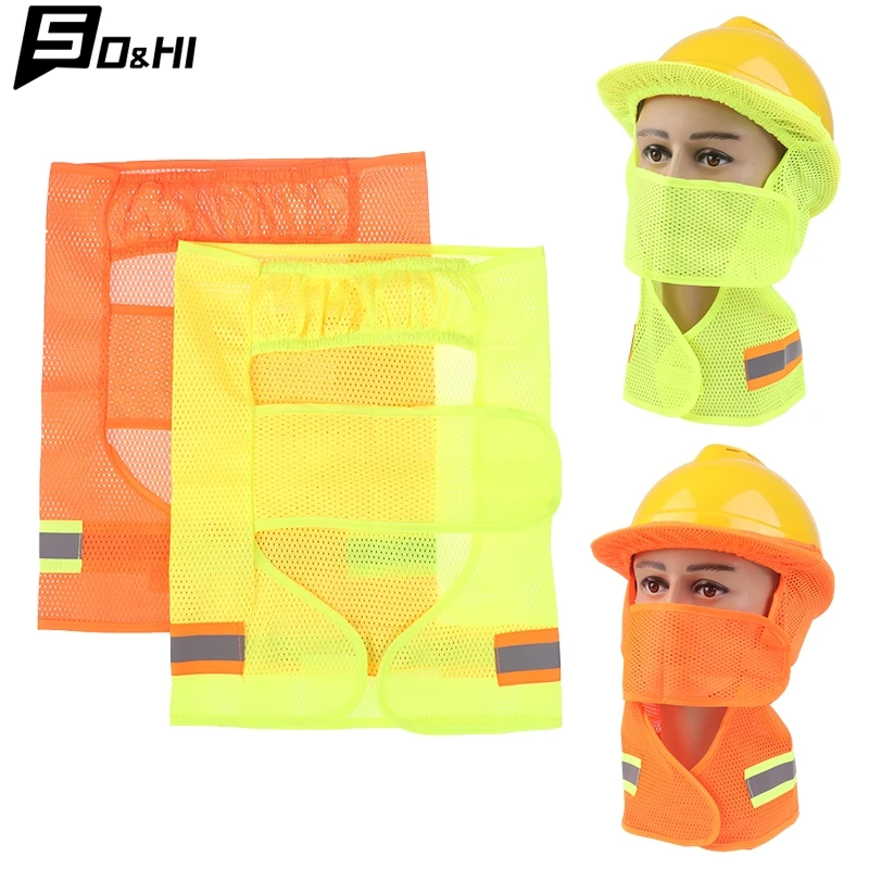 Summer Sun Shade Safety Hard Hat Face Neck Shield Helmet Reflective Stripe Hard Hat Sun Hat Visor For Outdoor Worker