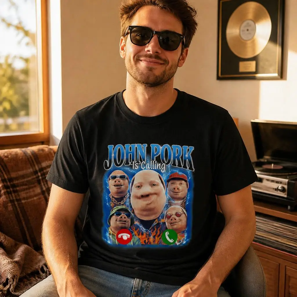 John Pork Is Calling Meme Internet Humor Men T Shirt 100% Cotton Clothing Fun Short Sleeve Tee Gift T-Shirts
