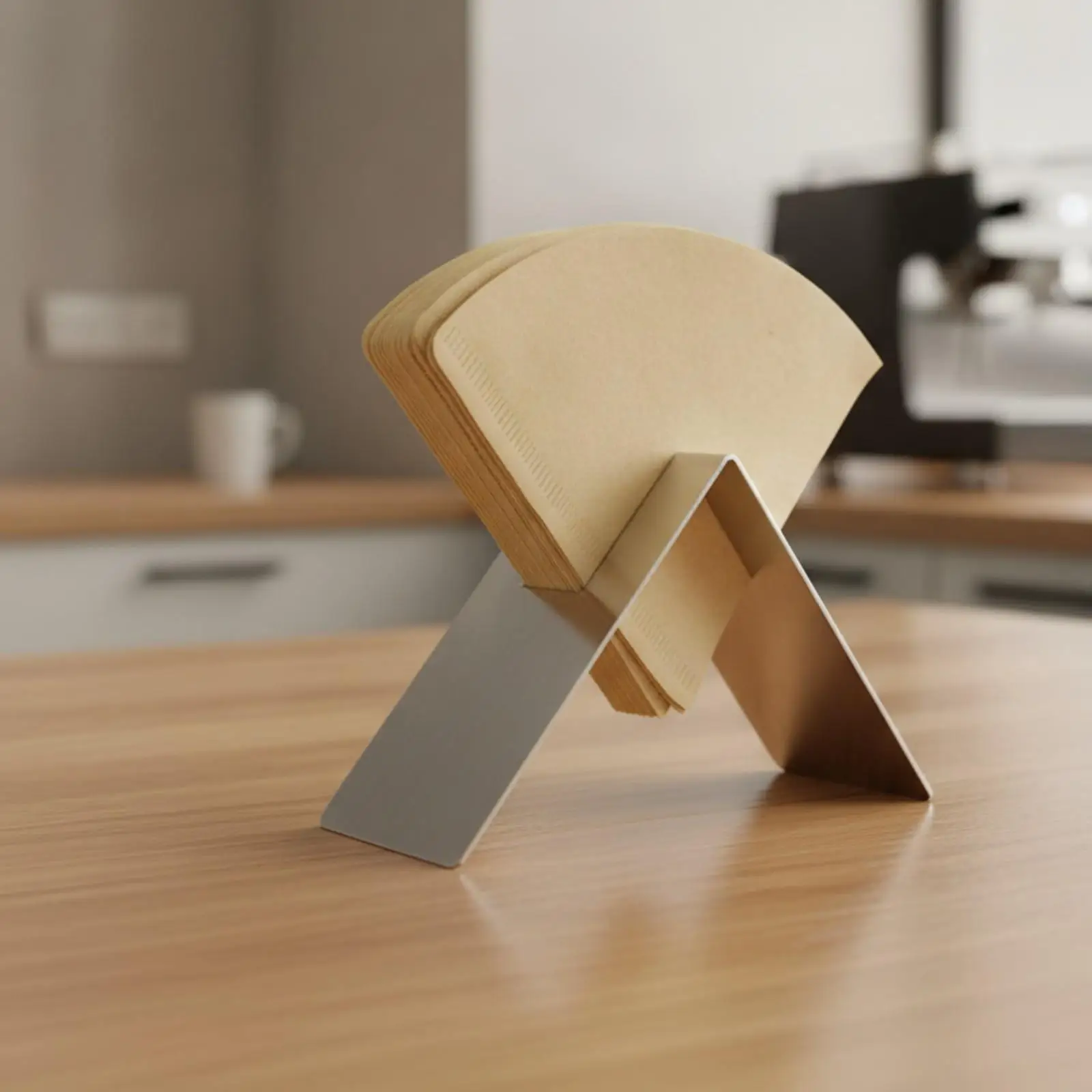 Wooden Coffee Filter Paper Stand Industrial Rack for Kitchen Counter Storage of Cone Shaped Strainer Papers
