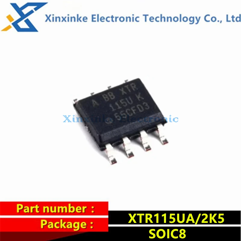 

2PCS XTR115UA/2K5 XTR115U SOIC-8 Sensor Interface 4-20mA Current Loop Transmitters Interface ICs Brand New Original