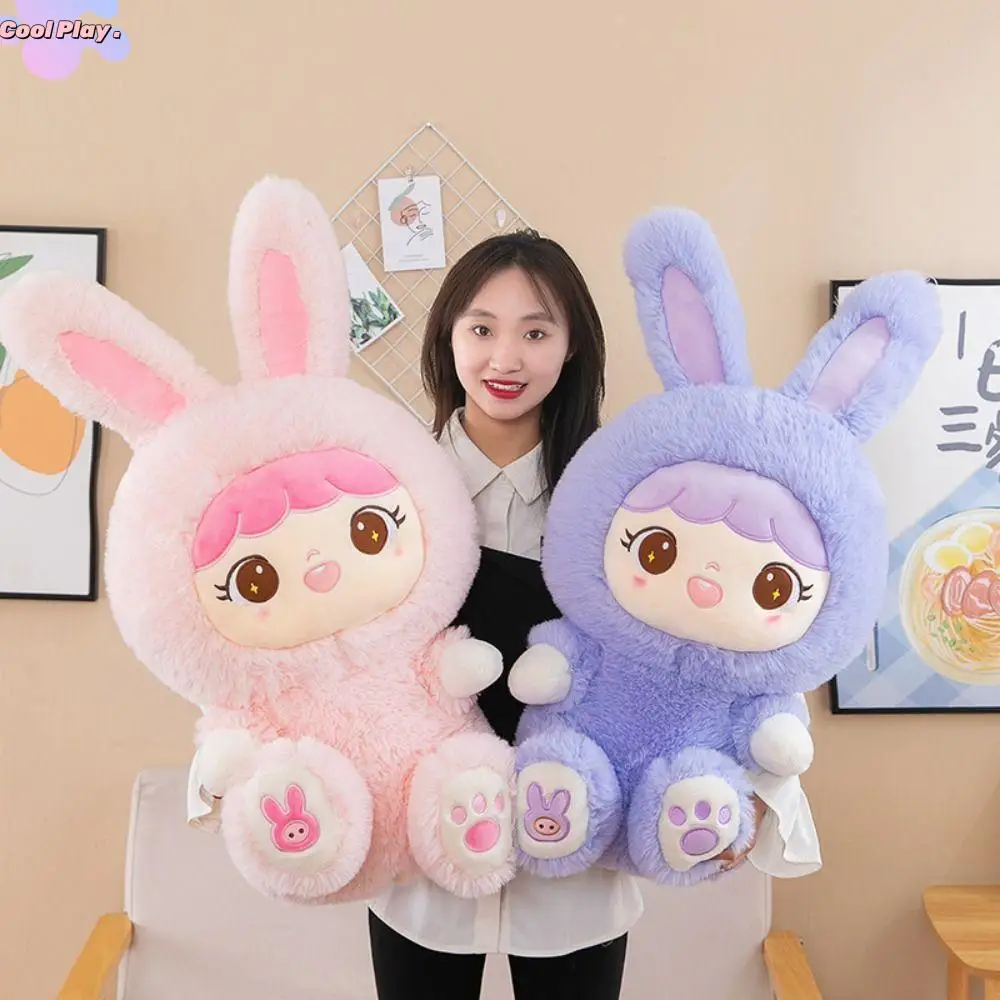 

Soft Long-Haired Rabbit Doll Cartoon Simulation Rabbit Pressed Bed Doll Toy Kawaii Cute Rabbit Stuffed Toy Home Decoration