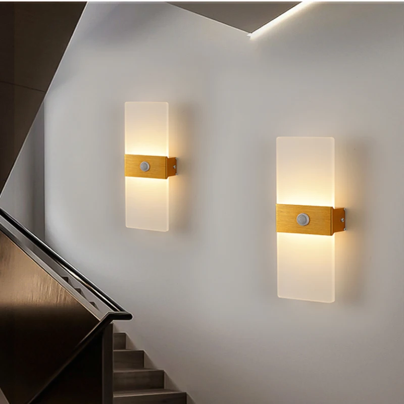 LED Wall Light Induction Night Light Bedside Aisle Corridor Staircase Background Decorative Light Personalized Design AC85-265V