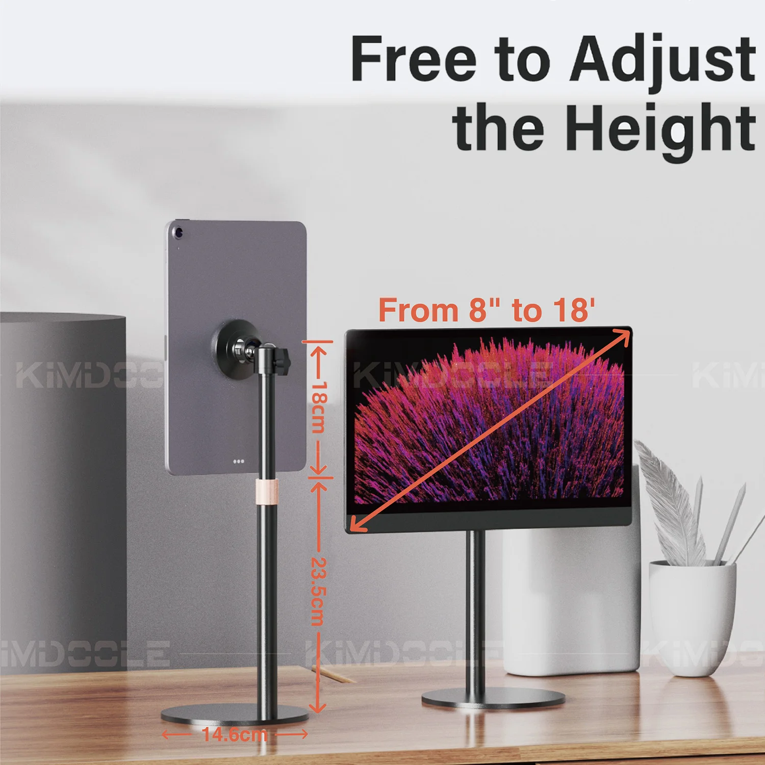 Kimdoole Portable Monitor Stand Adjustable Height Desktop Magnetic Bracket for 4.7-17.3 inch Phone Tablet Monitor Support Holder