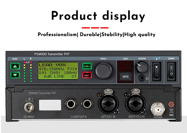 PSM900 In-Ear-Überwachungssystem P9T Sender P10R Empfänger Bühnenaufzeichnung Studio Stereo Wireless Monitoring System542-578MHz – Detail 4