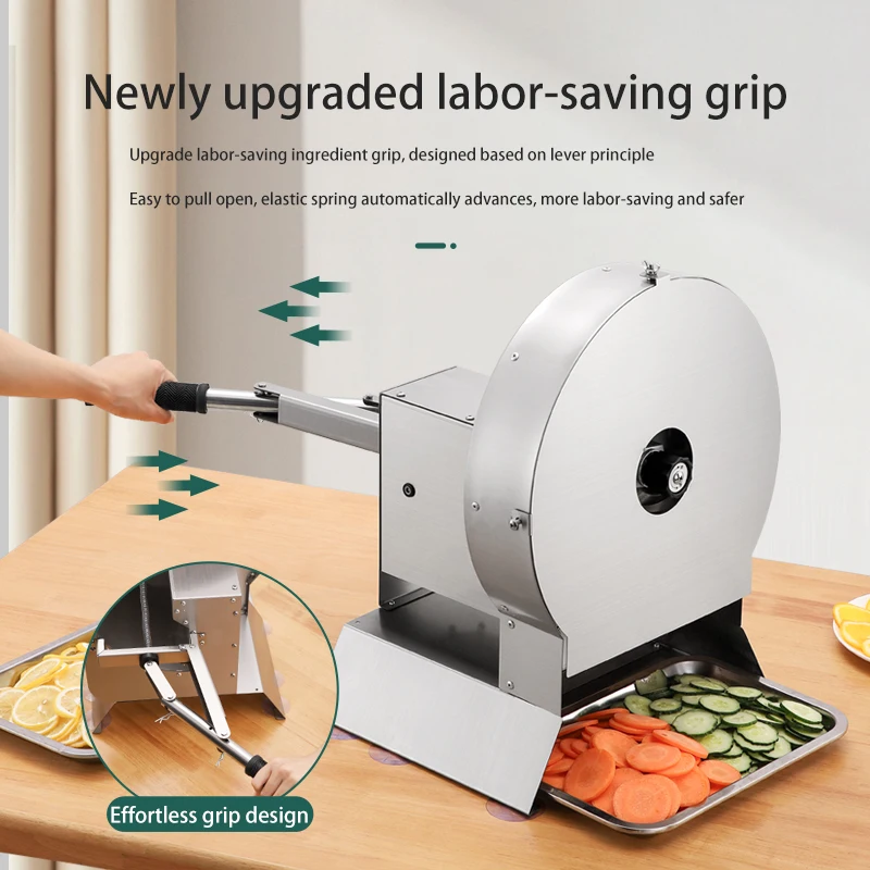 Electric and manual dual-purpose Enlarged practical grip Vegetable and fruit slicer Stainless Steel Pressure rod Food slicer