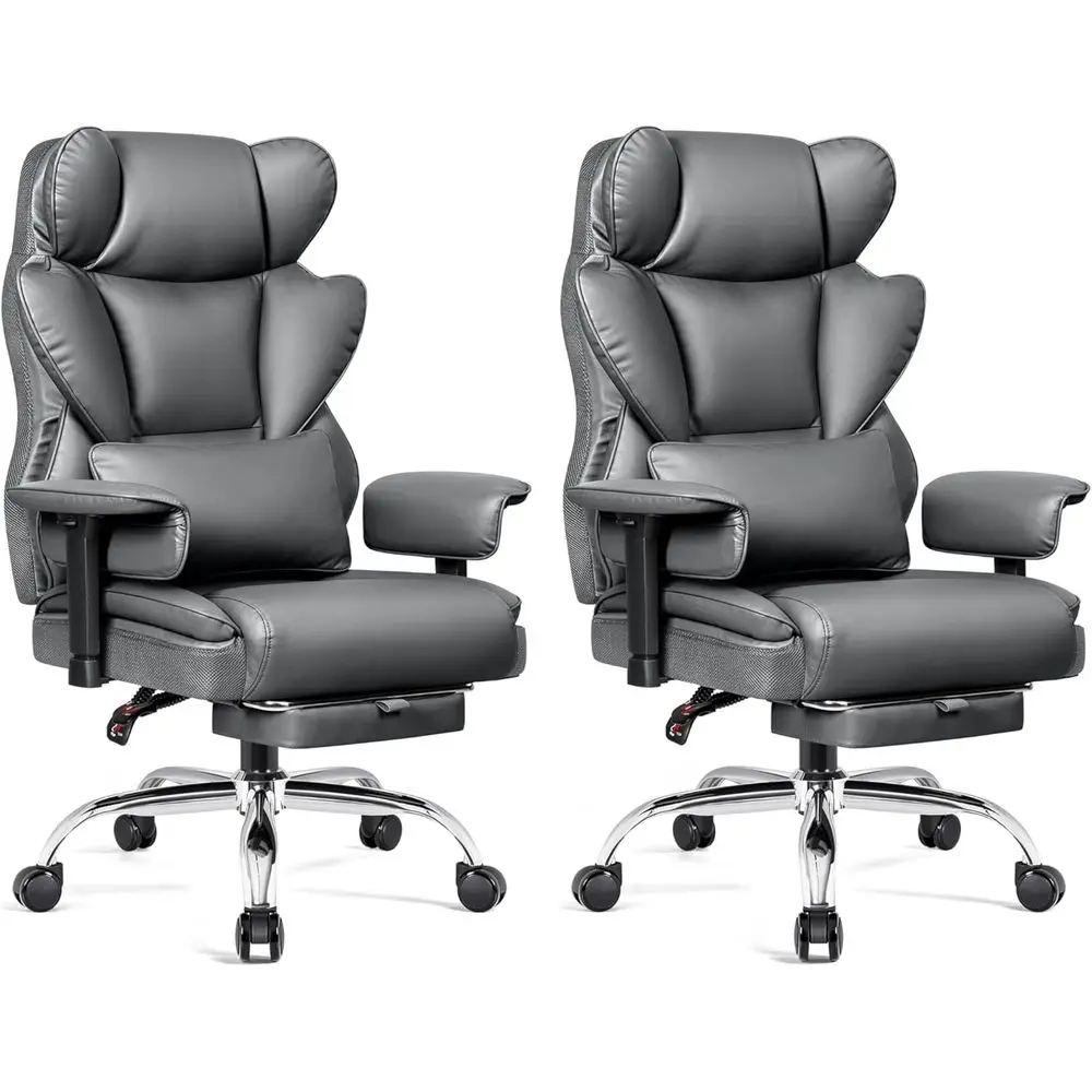 

High Back Ergonomic Office Chair with Footrest and Lumbar Support for Heavyweight Users, Adjustable Arms, Padded Seat, Heavy Dut