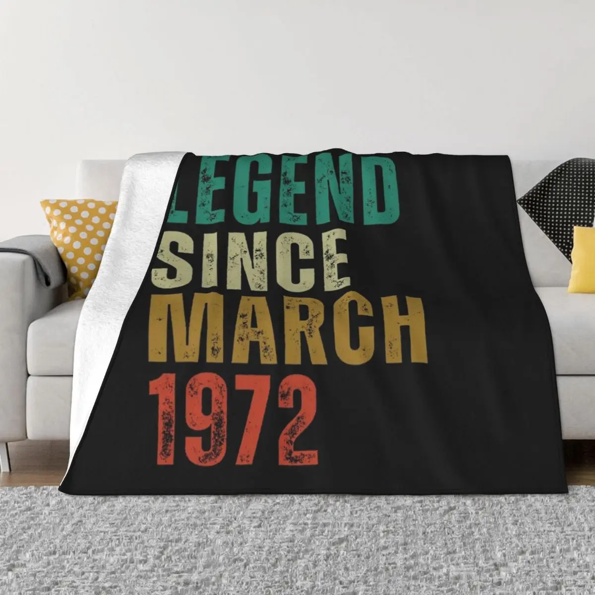 Legend Since march 1972 Awesome Retro Vintage Birthday Years Old Gift Throw Blanket Large Plush Thins Blankets