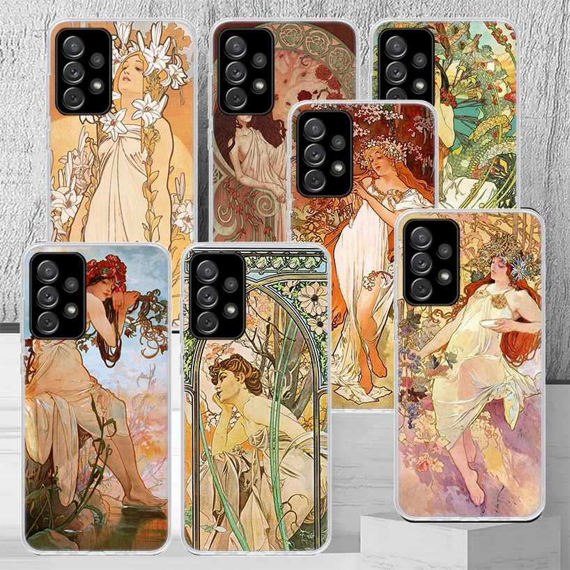 Alfons Mucha Primavera Phone Case Cover For Samsung Galaxy A55 A54 A52 A53 A15 A14 A12 A13 A25 A24 A22 A23 A35 A34 A32 A33 A04S 