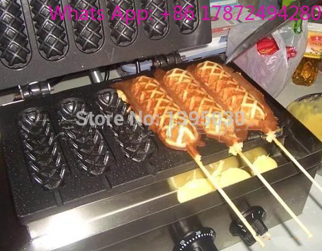 Commercial Hot Dog Baker Corn-shape Cake Making Machine 6 Sticks Waffle Maker Snack Cooking Tool