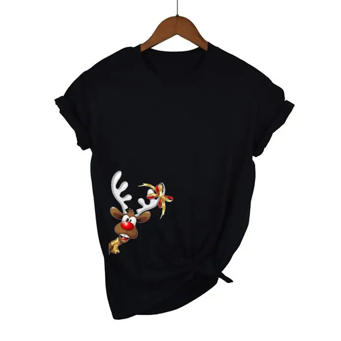 New Lovely Deer T Shirt Harajuku Women Fashion Christmas Printed Short Sleeve T-shirt White Suitable All Seasons Tshirts