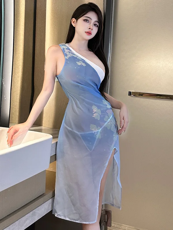 Vestito sexy delle donne eleganti appese al collo vestito dalla regina intrattenimento musiche e canzoni una spalla moda dolce donna top 2023 nuovi abiti Q8FA