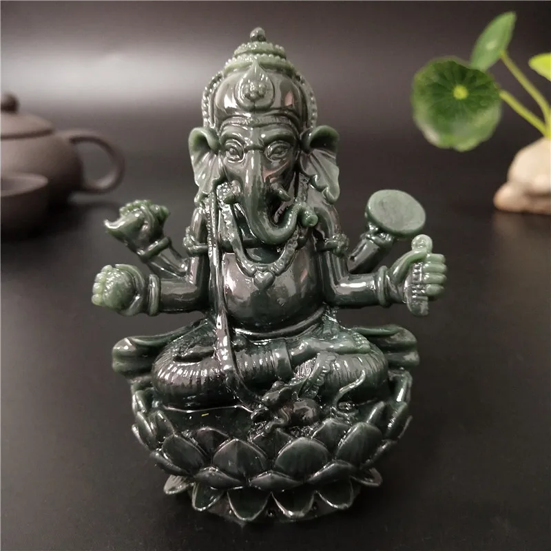 Bronzefarbene Lord Ganesha Buddha-Statue Ornamente Elefantengott-Skulptur aus Harz Figuren zur Heimdekoration Große Buddha-Statuen – Detail 9