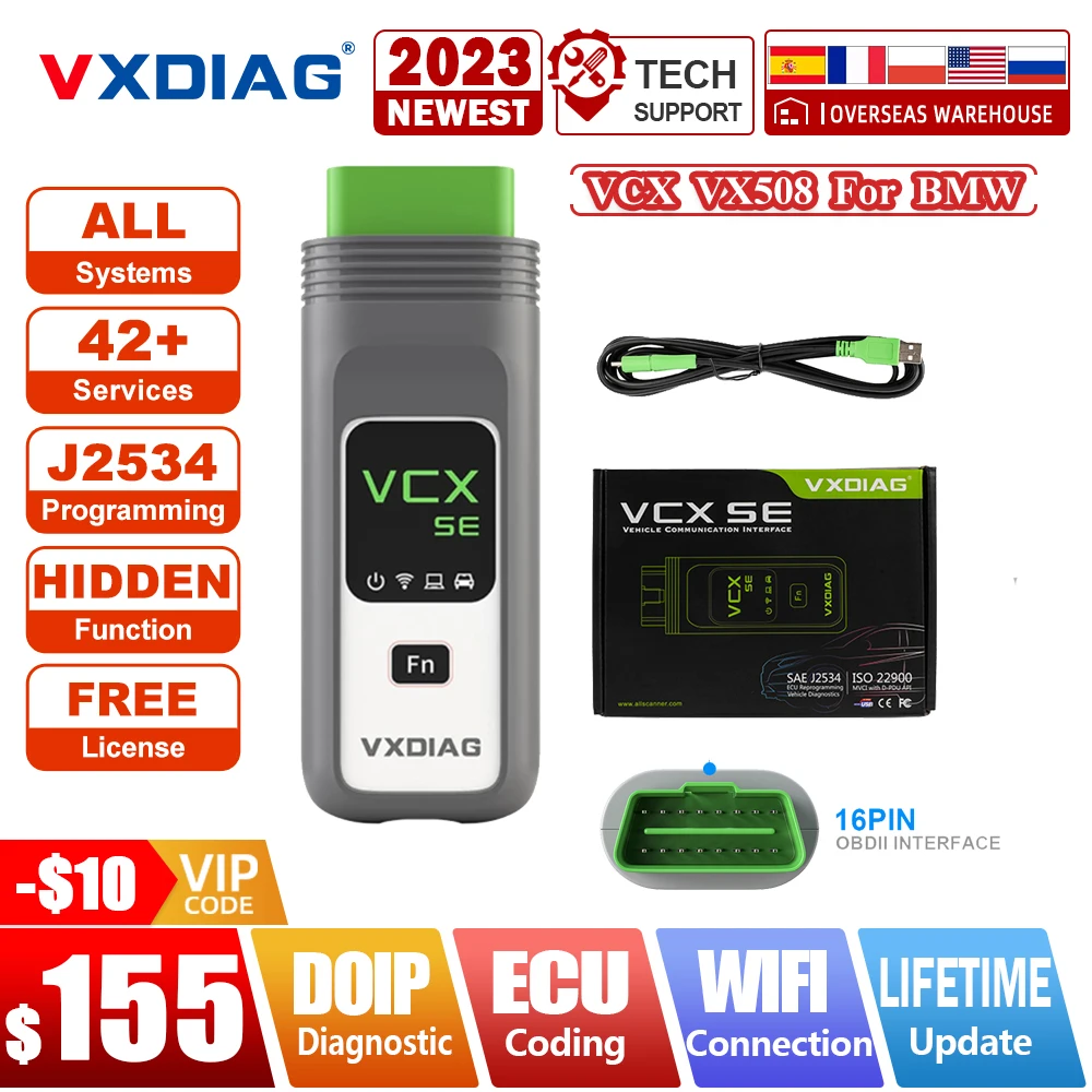 VXDIAG VCX SE VX508 for BMW Car OBD2 Scanner VCX SE for BMW OEM DoIP Diagnostic Tool ECU Coding J2534 ECU Programming