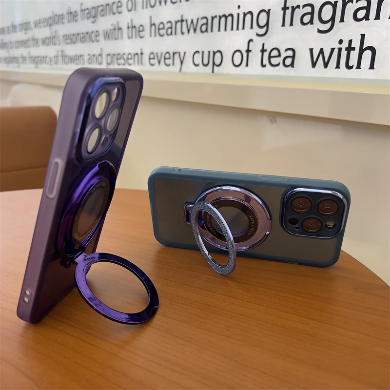 Ständer Telefon Fall Für Tecno Pop 7 8 Pro Stoßfest Laser Feder Muster Weiche Rückseite Abdeckungen Coque Funda