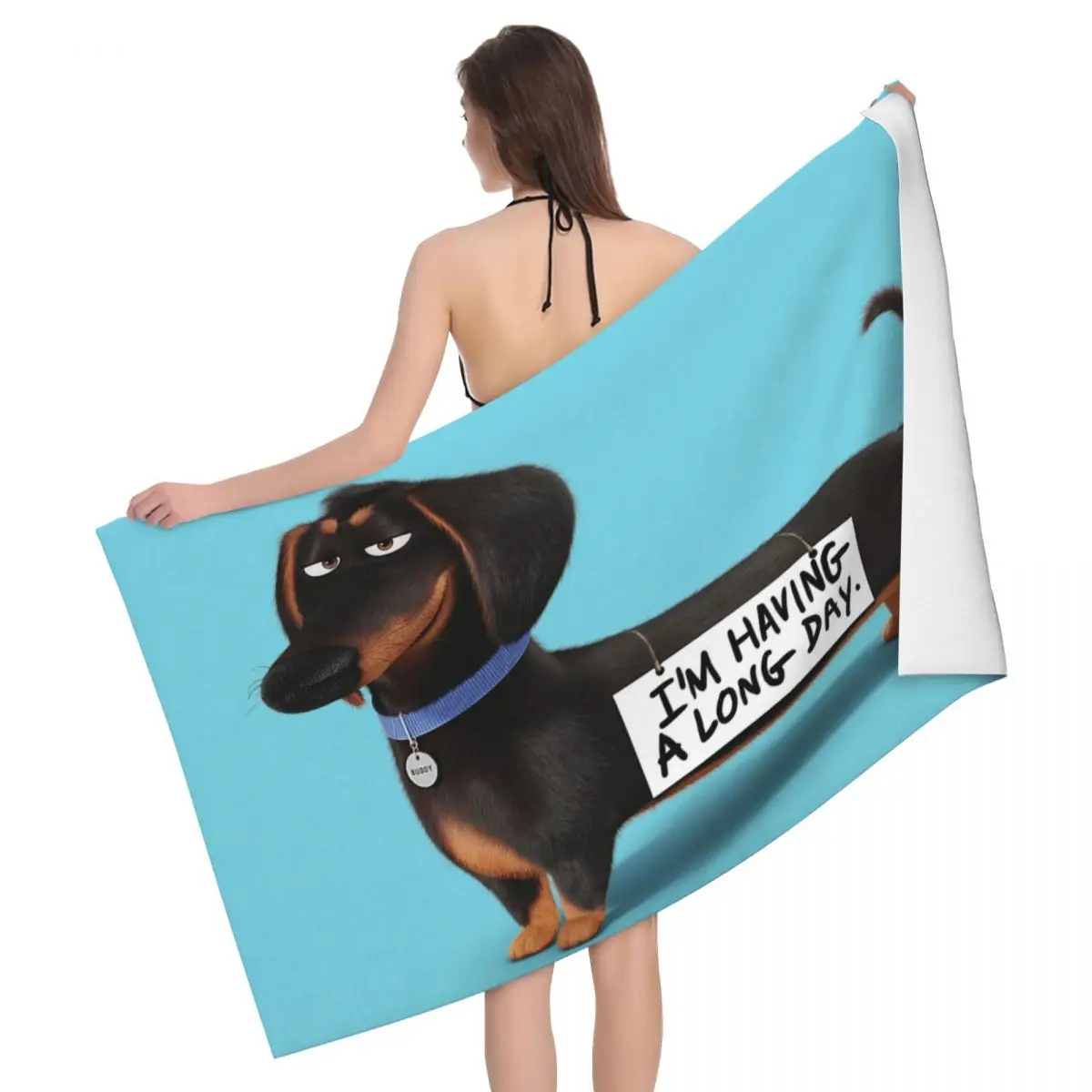 Custom Dachshund Dog Beach Towel Sausage Wiener Badger Soft Linen Microfiber Bath Towels