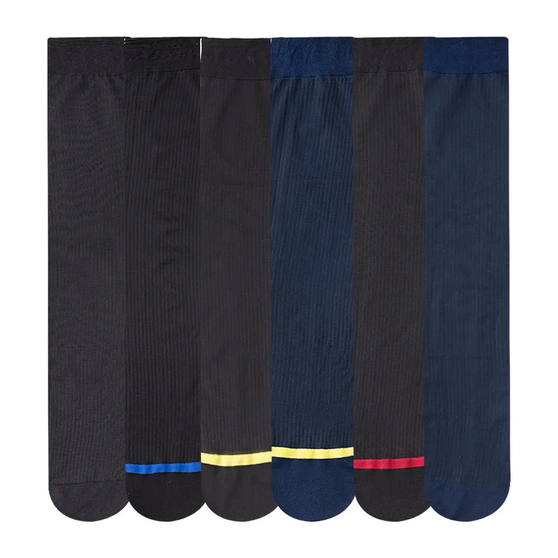 1/6 Pairs رقيقة تنفس الأعمال الحرير الأسود الجوارب الطويلة مكتب المهنية رائحة برهان وارتداء مقاومة الرجال جوارب حريرية 2025 #6