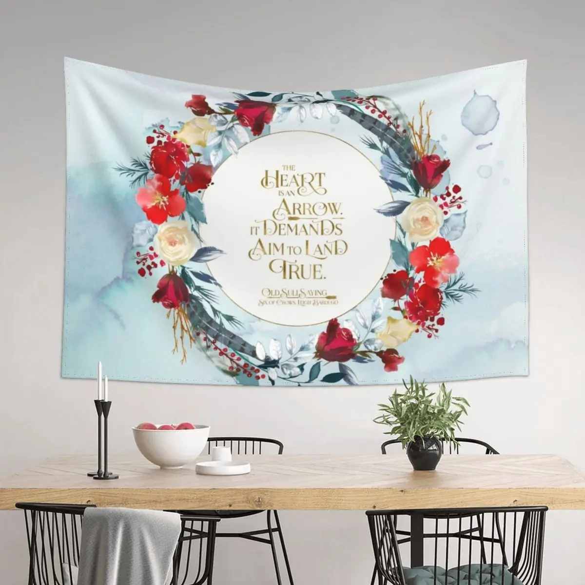 

The heart is an arrow... Six of Crows Quote Tapestry Home Decoration Bathroom Decor Tapestry