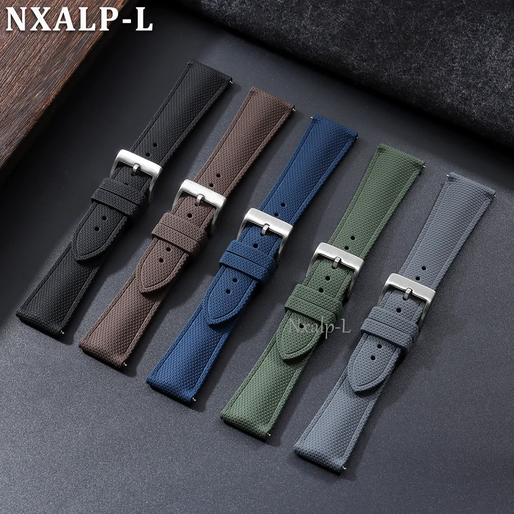 Fluoro Rubber Watch Strap 20mm 21mm 22mm for Omega for Rolex for Seiko FKM Wristband Waterproof Sports Bracelet Quick Release view 5