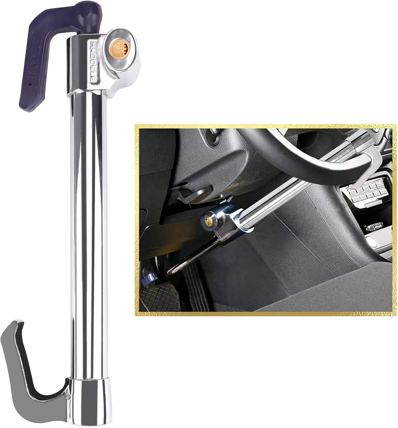 

Universal Steering Wheel Brake Lock Anti-Theft Retractable Double Hook for Car Truck SUV Van Security with 3 Keys
