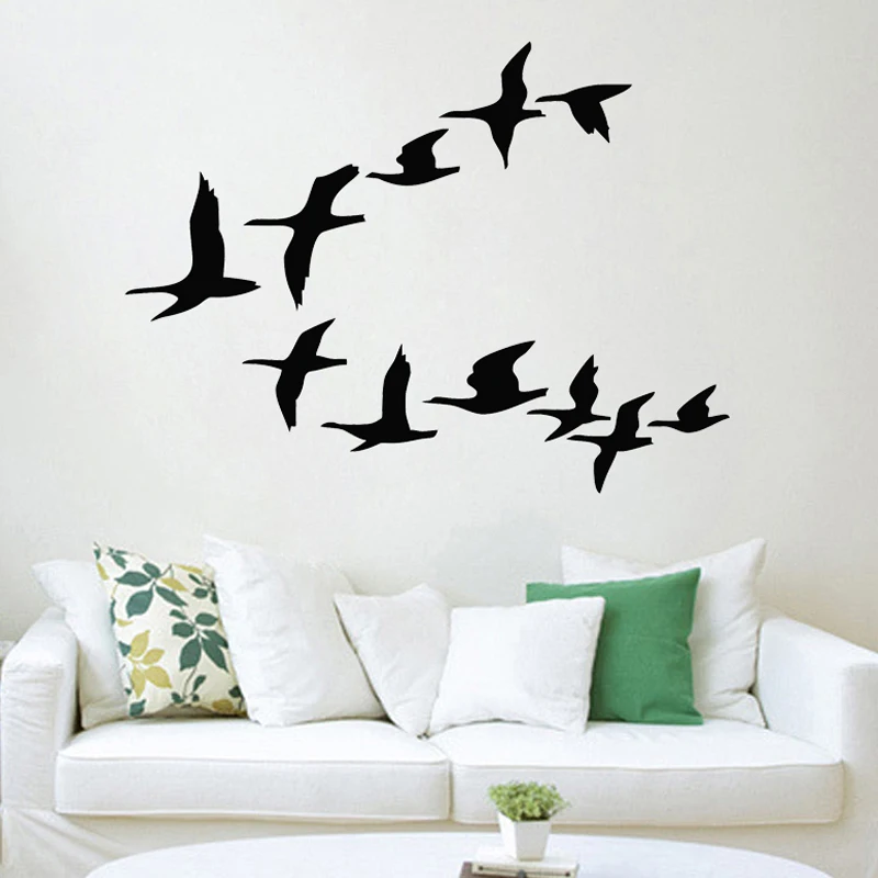 Curved Flying Birds Wall Mural Peelable Vinyl Wildlife Decor Sticker Suitable For Family Balcony And Living Room Sofa Backdrop